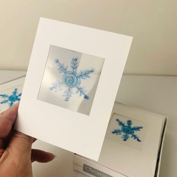 Winter Holiday Snowflake Cards. Clear Window Two sets 18 cards and envelopes ea - Picture 3 of 8